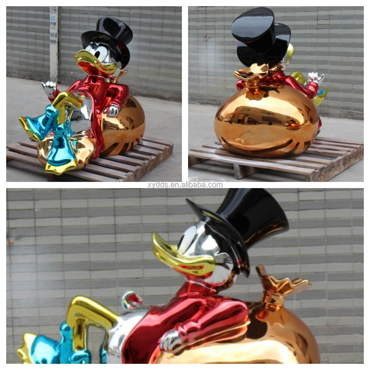 Custom High Quality Cartoon Duck Resin Statue Fiberglass Figure Sculpture for Home Decoration