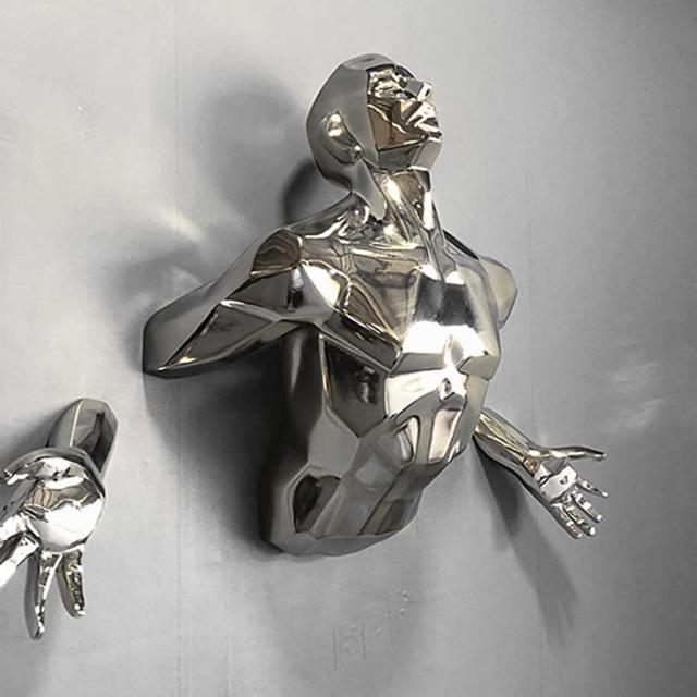 Factory Custom Metal Statue Stainless Steel Wall Human Body Sculpture for Sale