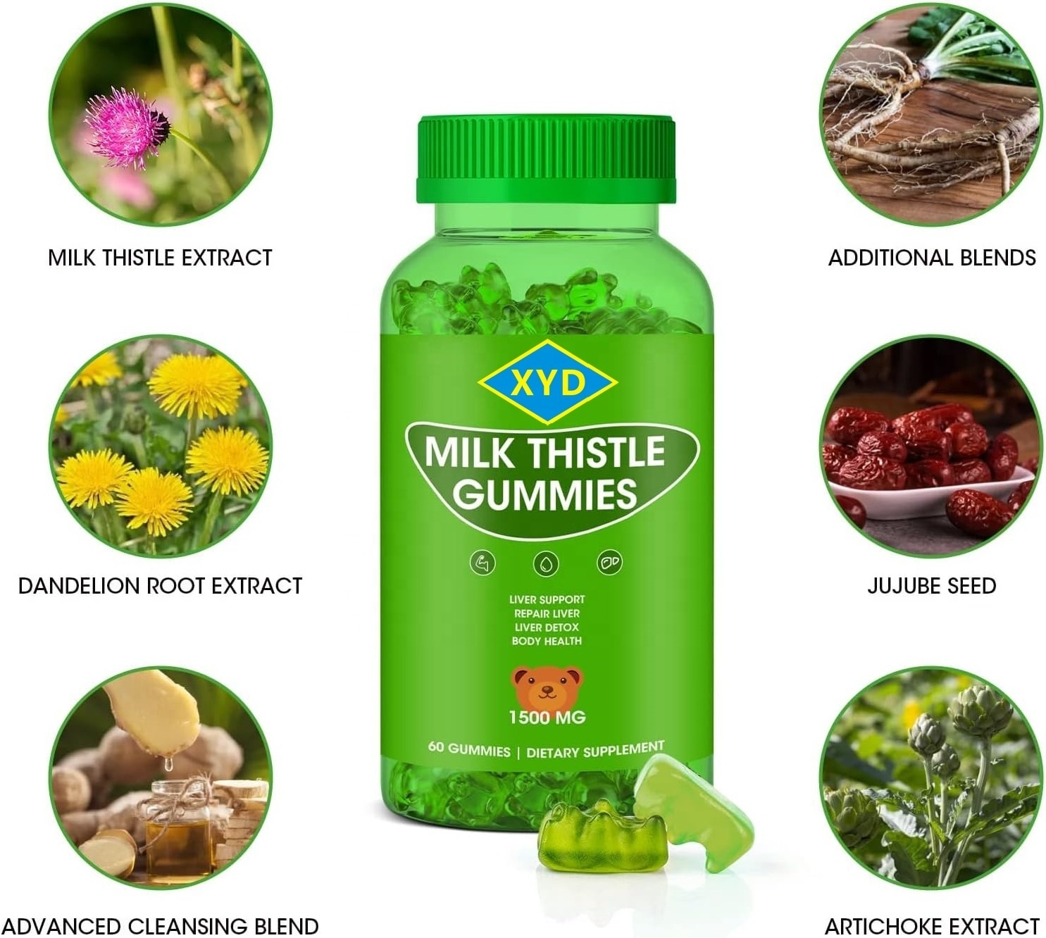 OEM Private Label Milk Thistle Gummies Alcohol Hangover Gummies for Anti hangover recovery prevention