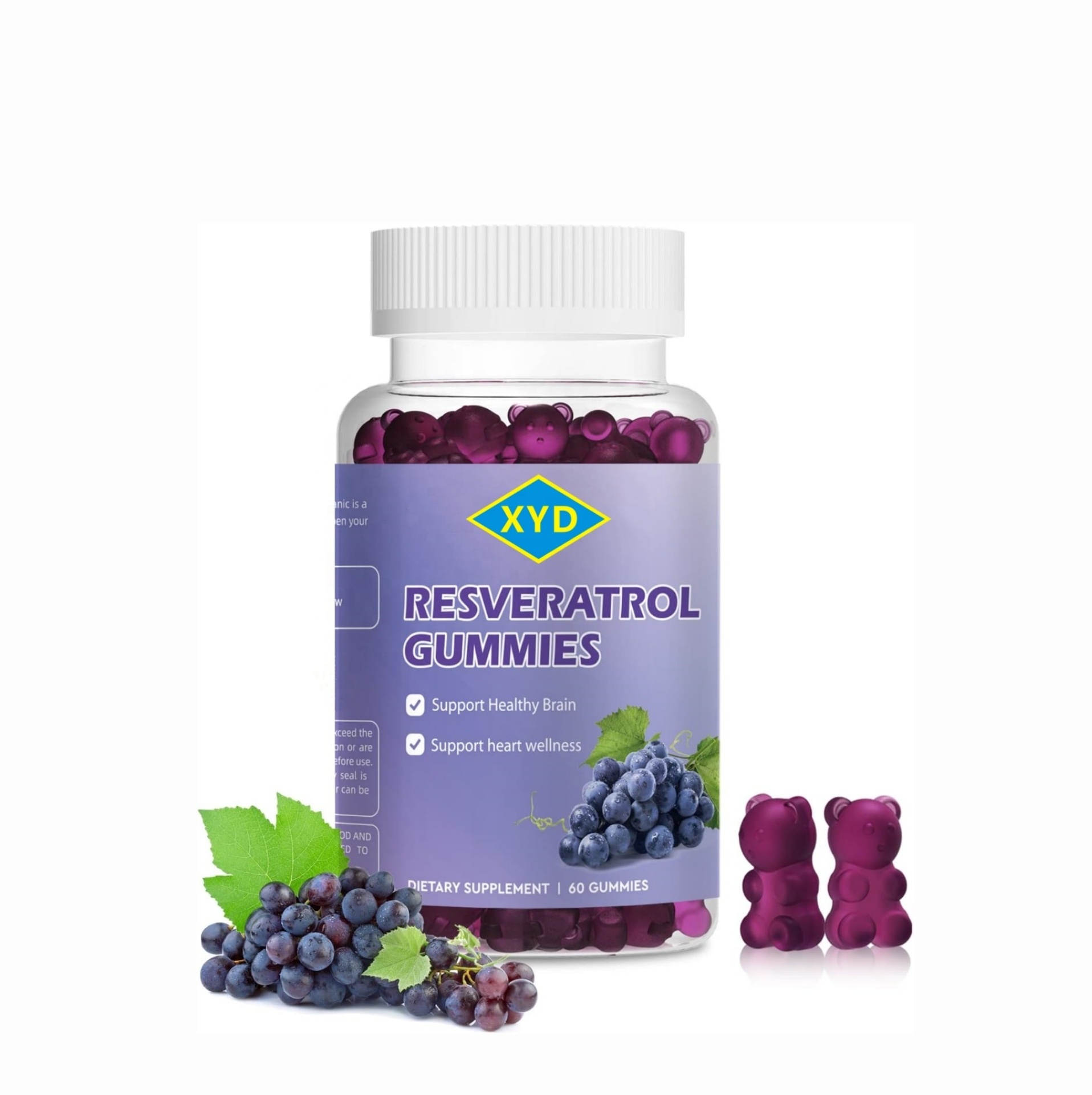 Private Label Organic Natural Resveratrol Supplement Trans Resveratrol Gummies for Adults Improve Immunity Nootropic