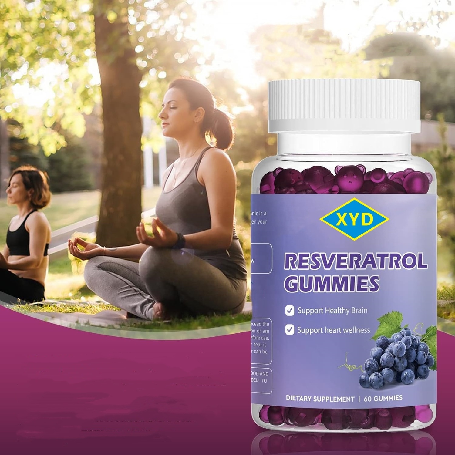 Private Label Organic Natural Resveratrol Supplement Trans Resveratrol Gummies for Adults Improve Immunity Nootropic