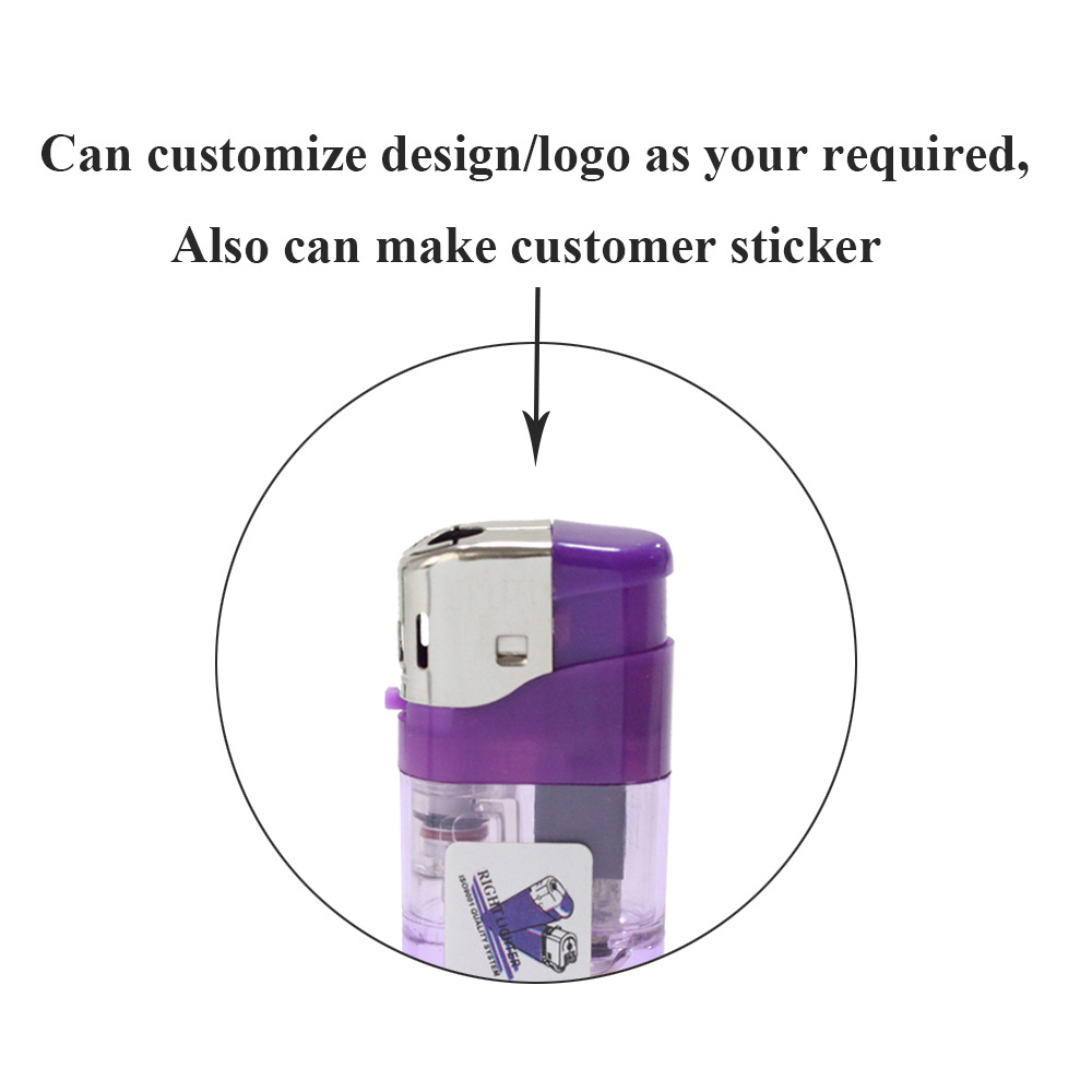 Factory modern smoking plastic refillable gas label custom electric candle lighter