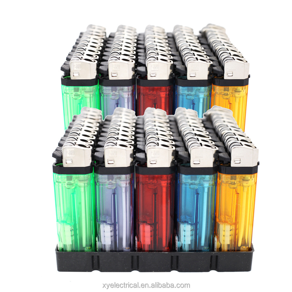 Stable quality multifunctional colored plastic refillable gas LED lighter with flashlight