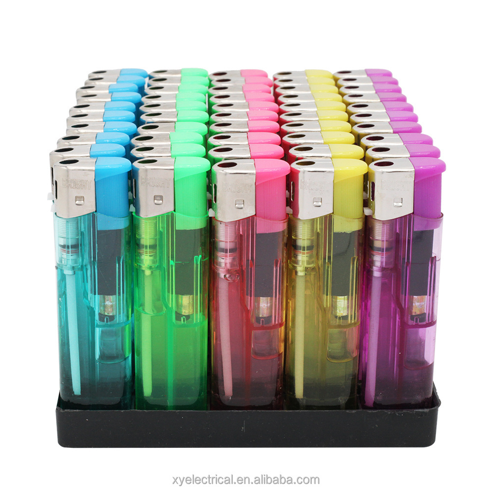 Wholesale custom logo colorful transparent butane gas disposable electronic cute lighter