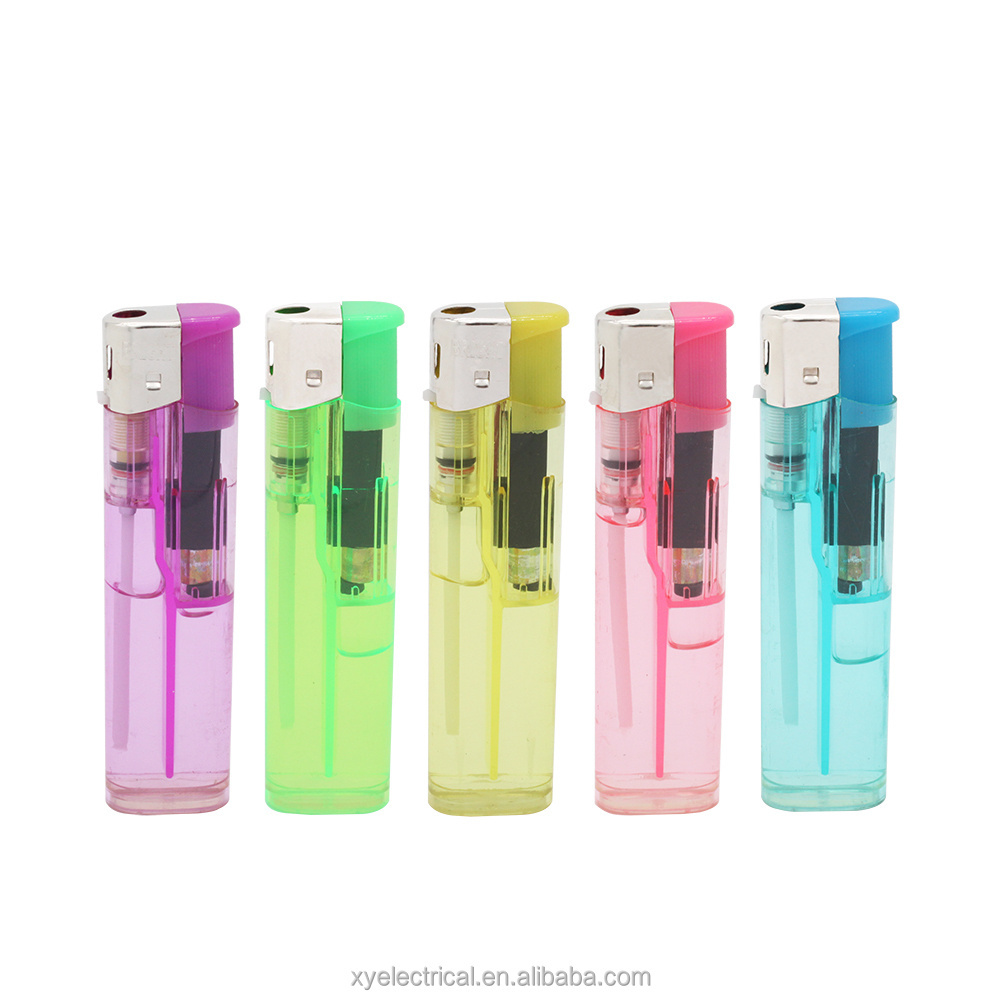 Wholesale custom logo colorful transparent butane gas disposable electronic cute lighter