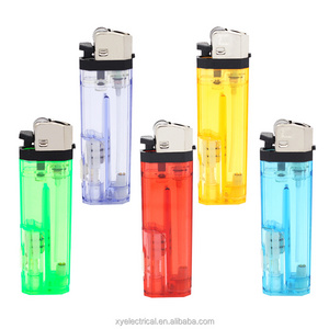 Stable quality multifunctional colored plastic refillable gas LED lighter with flashlight