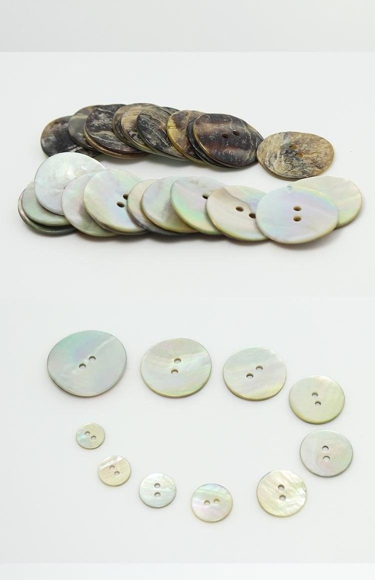 Custom Round Buttons 2 Holes 4 Holes 14L 16L 18L 20L White Smoke Mother Of Pearl Abalone Trocas Agoya MOP Shell Buttons