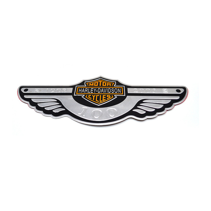 Custom Creative Wings Hardware Etched Stainless Steel Aluminum Plate Decorative Signage Label Card Brass Plaque