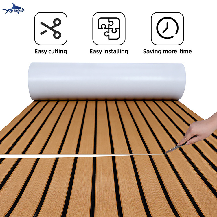 2023 Anti Slip Synthetic Teak Decking Sheet Pontoon Sea Deck Floor EVA Foam Boat Flooring