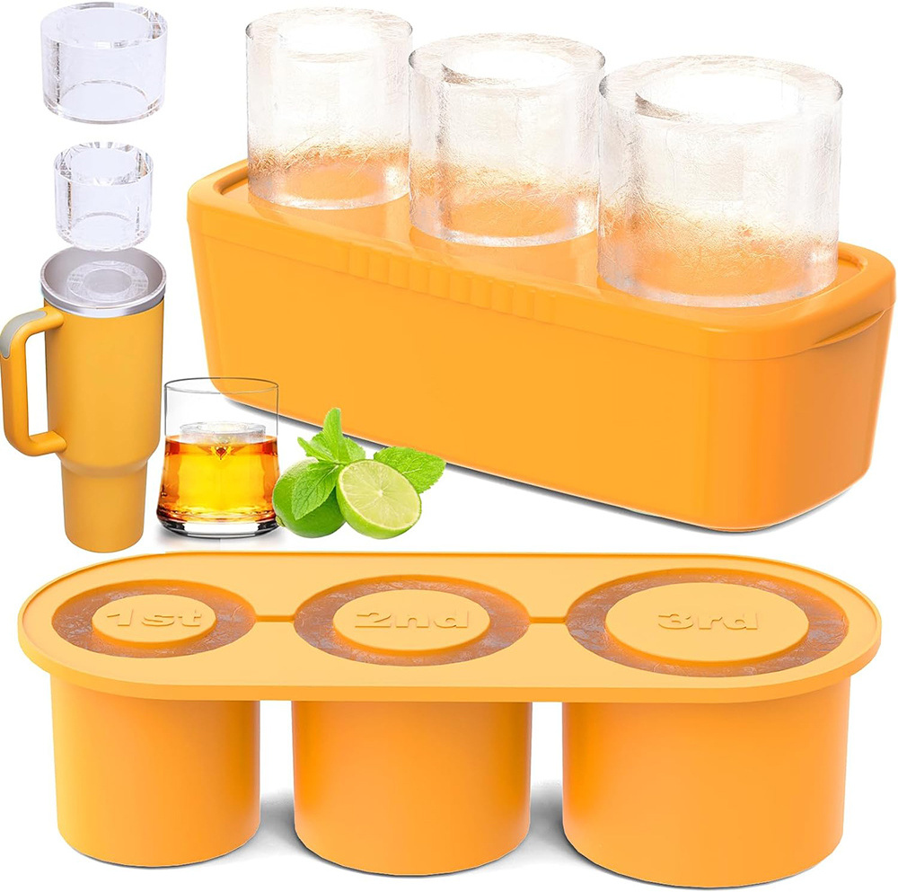 Exclusive Patent 2024 New Upgraded Easy Release Flexible Silicone Maker Large Stanley Beer Ice Mold Round Ice Cube Tray