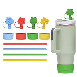 New Arrival BPA Free Silicone Cup Sleeve Straw Dust Toppers Reusable Stanley Cup Dust Toppers Covers For Party Bar Accessories