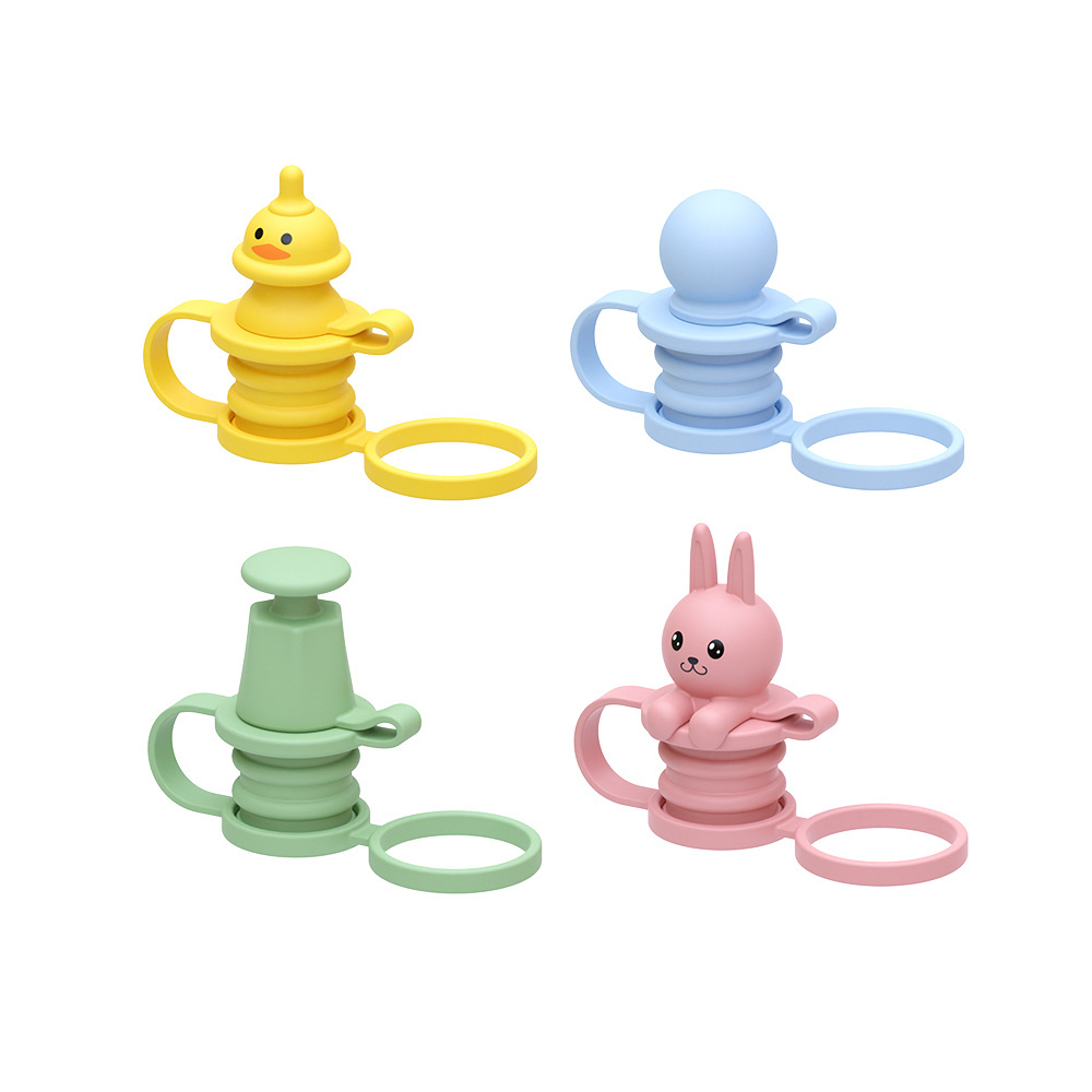 4 Pcs Reusable Silicone Bottles Top Spout Adapter Replacement Food Grade Silicone Baby Water Bottle Lid Replacement Cap