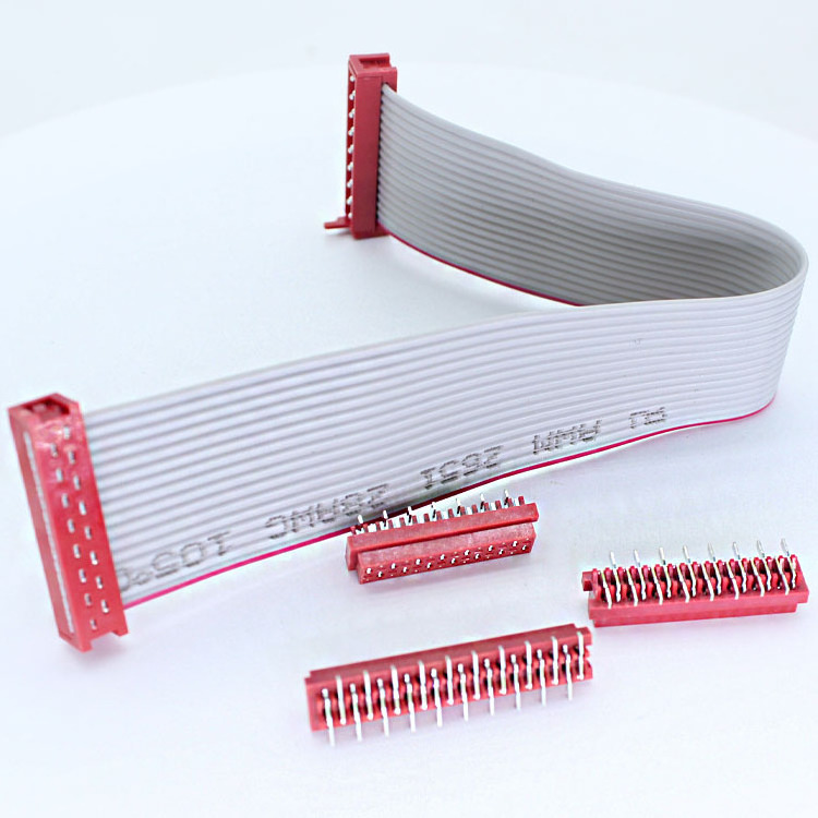 2.0mm Pitch FPC Socket Pcb Mount Kablo 64 10 20 40 Pin 1.27Mm Red 28awg Micro Match Frc Flat Ribbon Cable 2.54mm Idc Connector