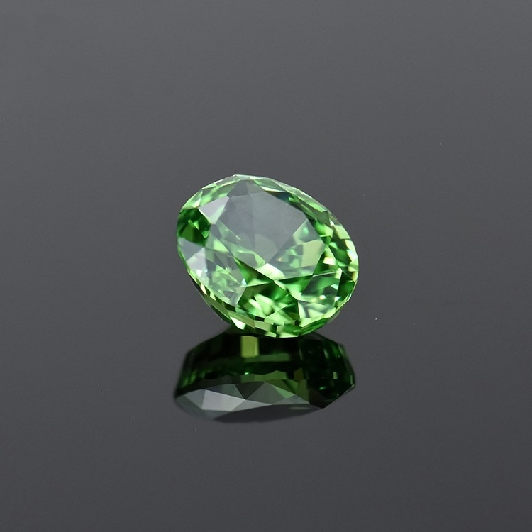 Artificial gemstones 5A coloured gemstones tsavorite green oval egg shape ice flower cut high carbon diamonds