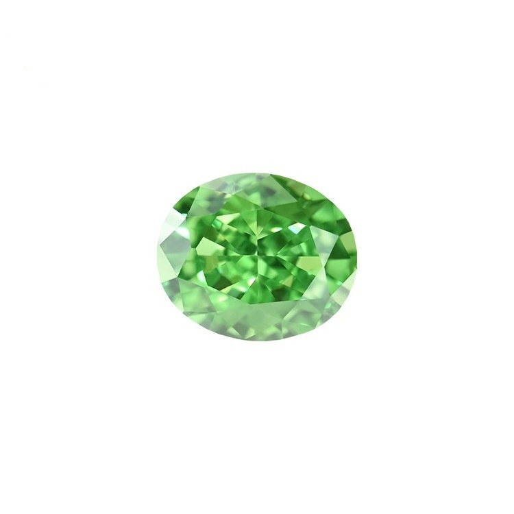 Artificial gemstones 5A coloured gemstones tsavorite green oval egg shape ice flower cut high carbon diamonds