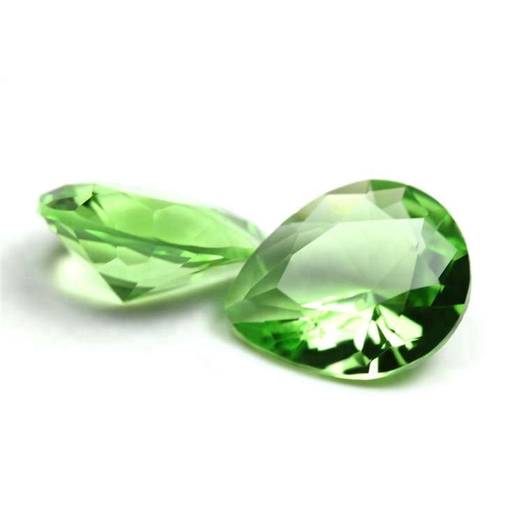 xygems Beautiful Apple Green Color Pear Cut Glass Synthetic Glass Gemstone