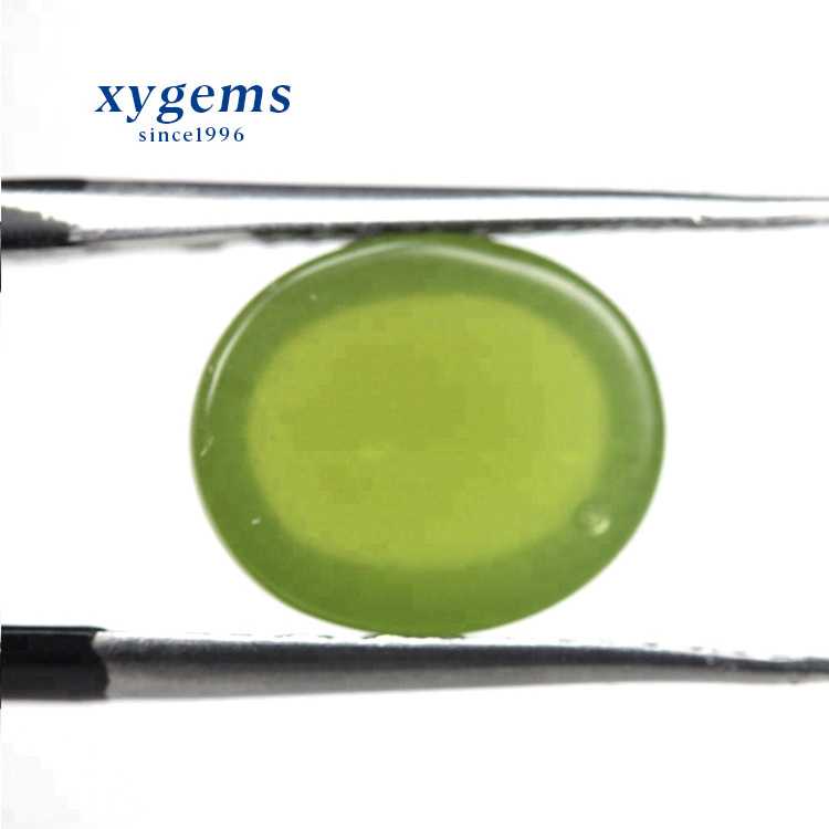 xygems Machine Cut Polished Flat-back Cabochon Olive Green Glass Gemstone