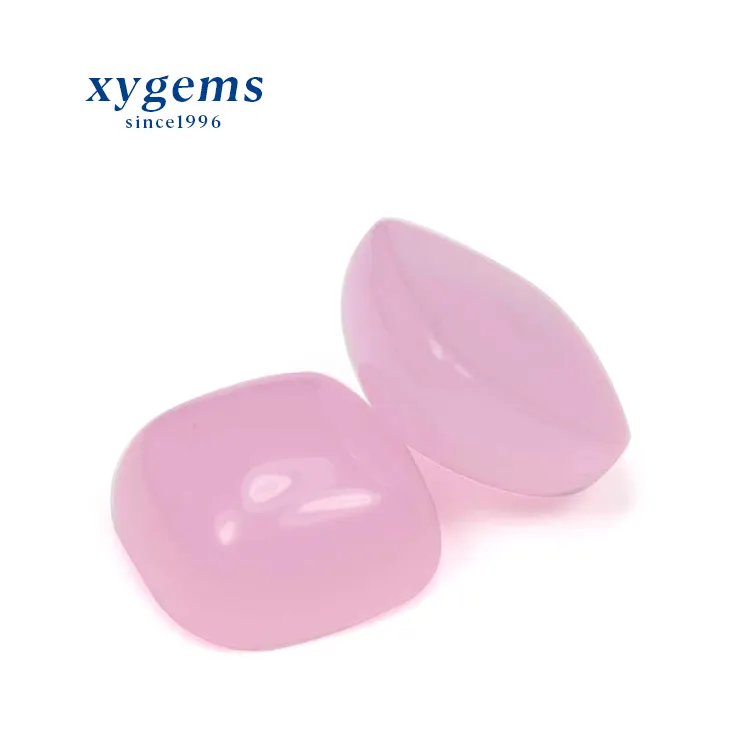 Best Square Cut Pink Flat Bottom Synthetic Cabochons Glass Loose Gemstone