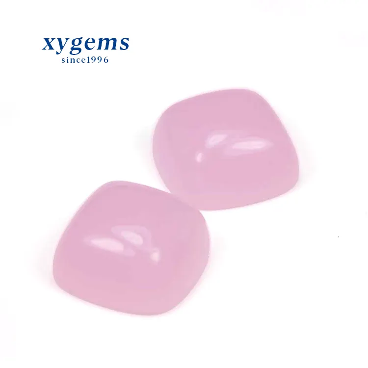 Best Square Cut Pink Flat Bottom Synthetic Cabochons Glass Loose Gemstone