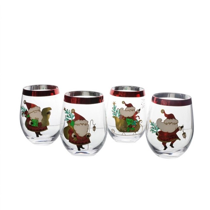 Personalized design and painted color available glassware custom christmas wine glasses