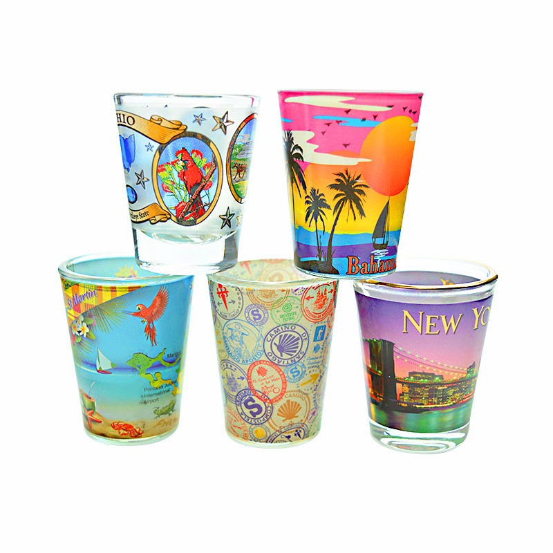 Factory custom made various colors and technical available oem glassware 1.5 oz shot glasses custom logo