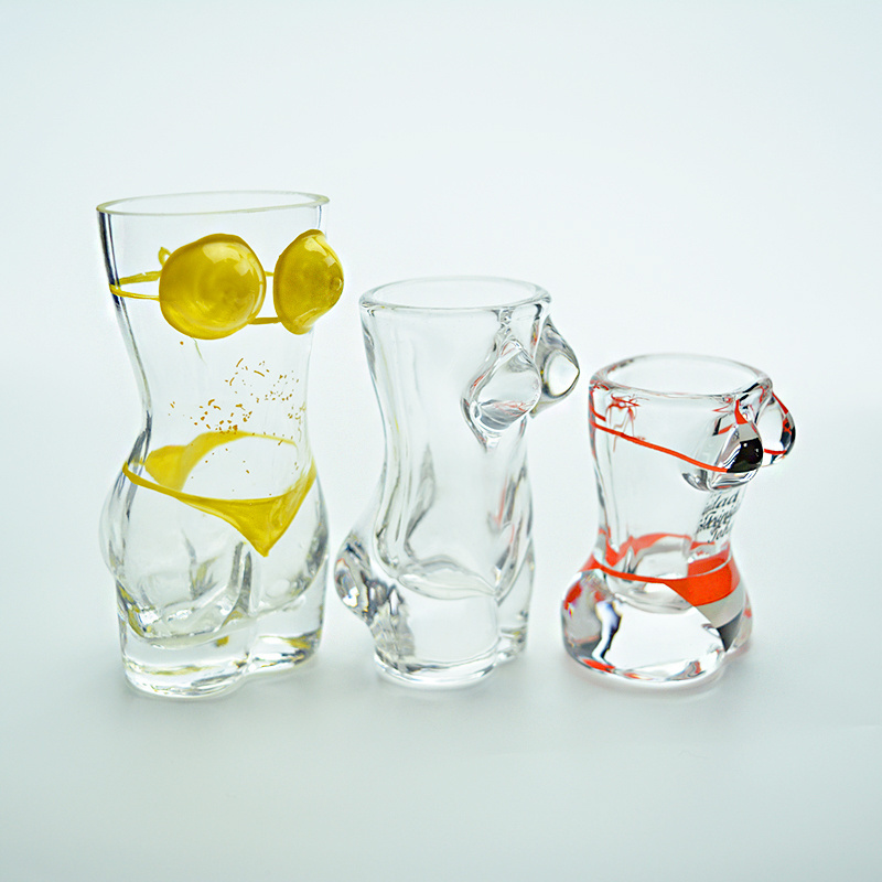 Unique design lady body shape party glassware custom made cool sexy shot glasses