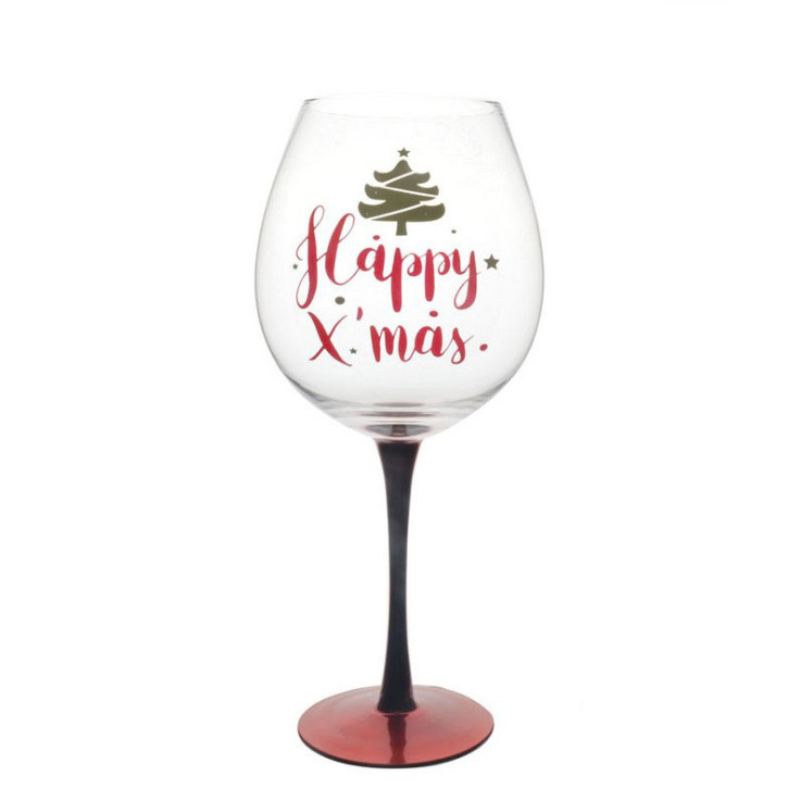 Personalized design and painted color available glassware custom christmas wine glasses