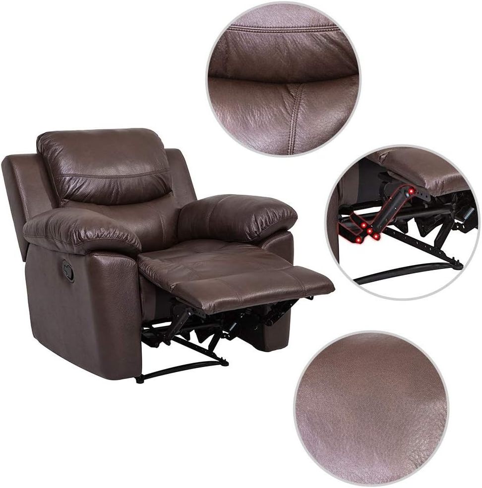 3-piece lounge chair sofa set, leather leisure chair, living room lounge chair sofa - chocolate color