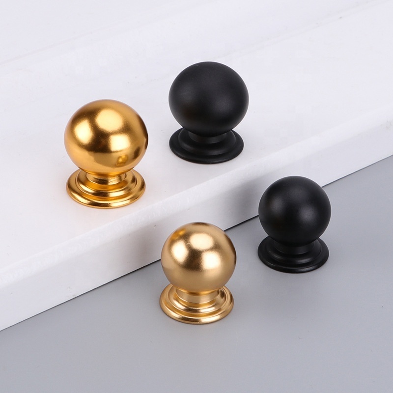 Solid Single Hole Aluminium Cabinet Handle Round Gold Furniture Drawer Cupboard Dresser Pull Knobs