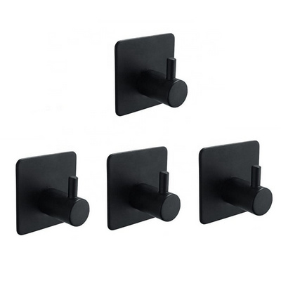 Self Adhesive Hook Matt Black Towel Hook For Bathroom Modern Robe Hook