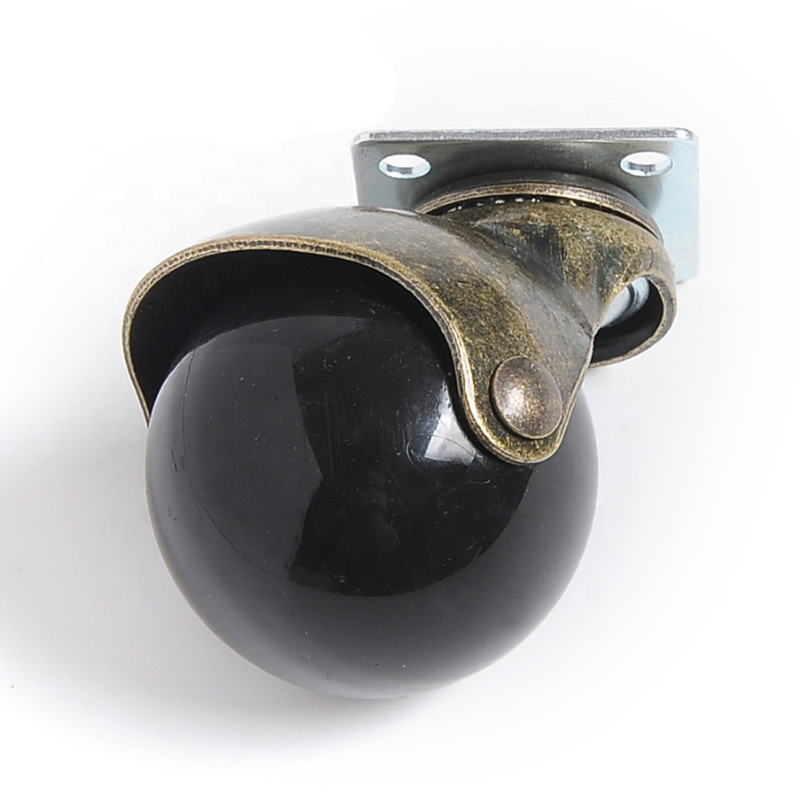 Black rubber ball caster swivel lock plate top caster wheels