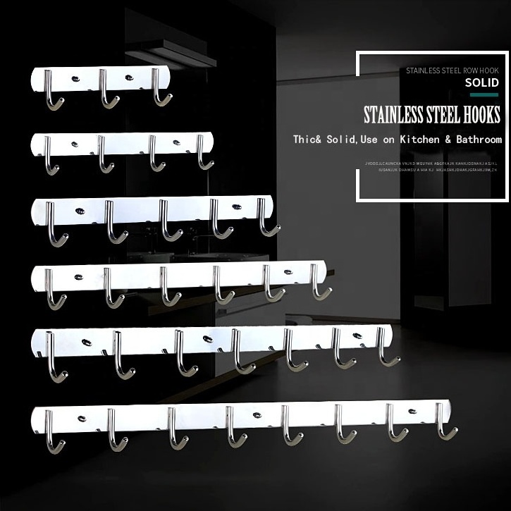 Homeware Wall Coat Hooks Wall Mounted Stainless Steel Clothes Hanger Hook Rack For Hotel