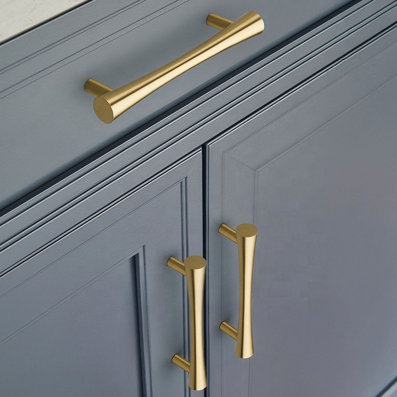 Solid Brass Square Cabinet Door Handle Gold Cupboard Drawer Knobs For Furniture Hardware