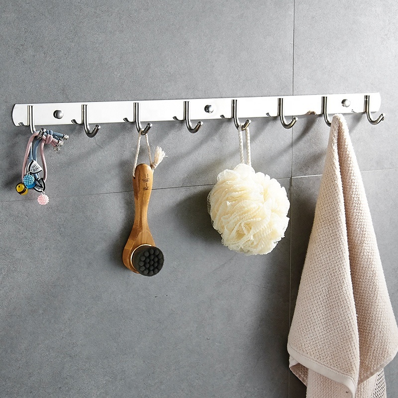 Bedroom Bathroom Kitchen Door Coat Hook Wall Mounted Metal Hanger 10 Hooks For Clothes Keys hat Displaying