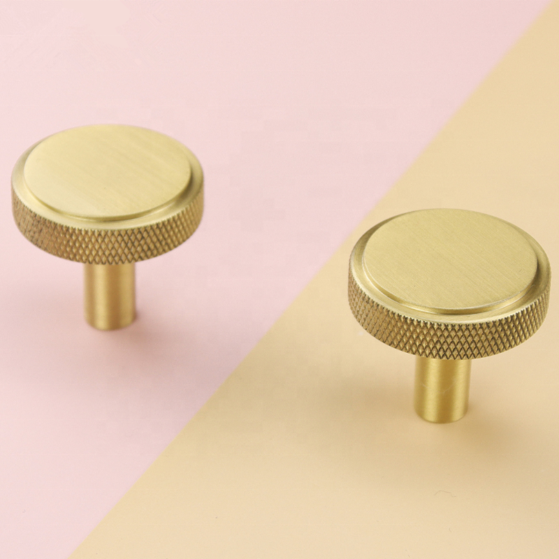 Customized Gold Cabinet Handles Round Drawer Pulls Brushed Brass Cabinet Pull Knob