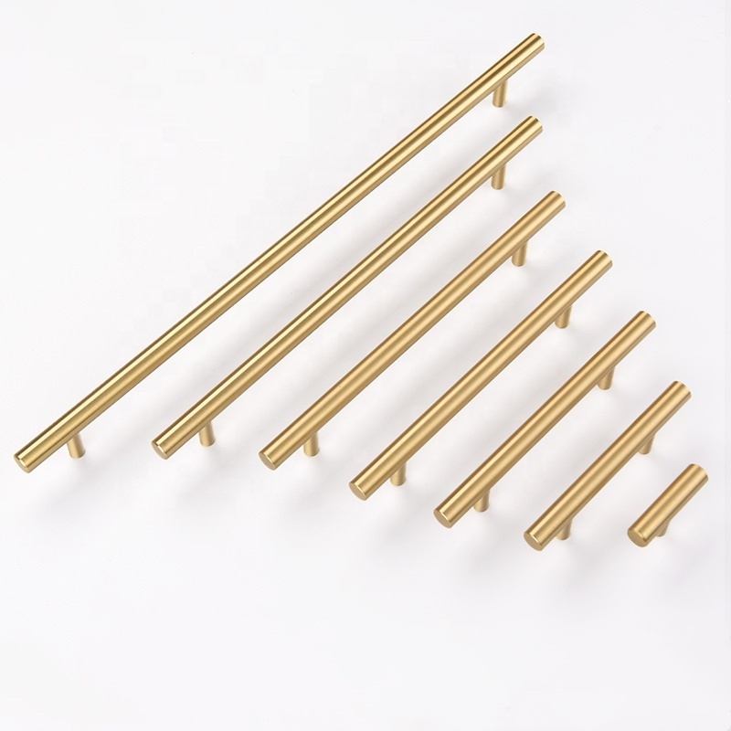 Cabinet Hardware Brushed Brass Euro Style Bar Handle Pull Wardrobe Handle