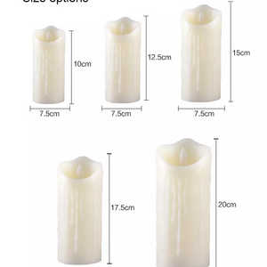 wholesale white light felectric led candle lameless pillar taper led candle with moving flame remote control