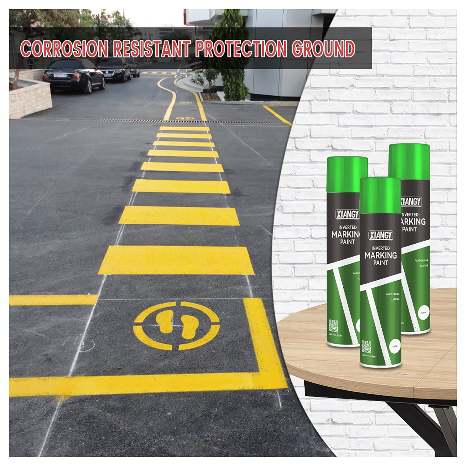 Factory wholesale  750ML High visibility aerosol acrylic Traffic Orientation Marking Paint upside down Spray for road markings