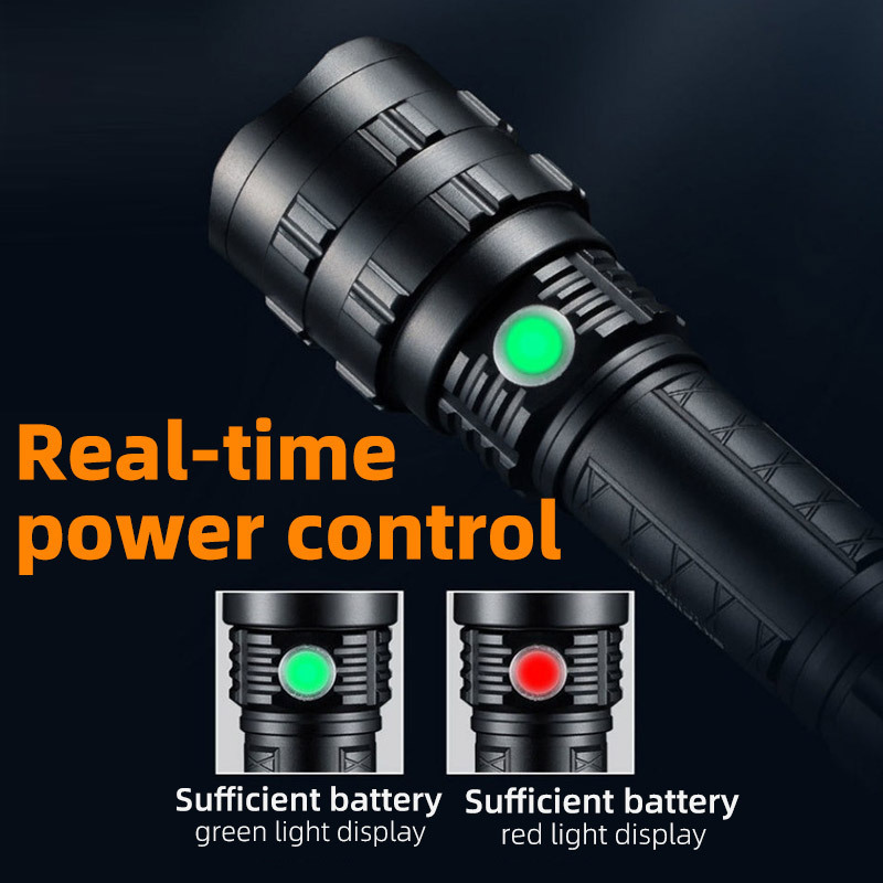 High Lumen Xhp50 Flashlight Rechargeable Telescopic Zoomable Power Display Led Flashlights Tactical 5000 Lumen Hand Torch Light