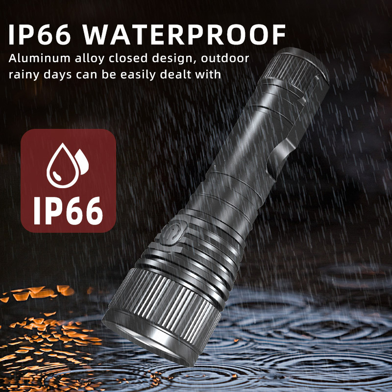 Portable LED Flashlights Rechargeable Aluminum Alloy IP66 Waterproof Powerful Tactical Hand Torches for Running Outdoor Camping