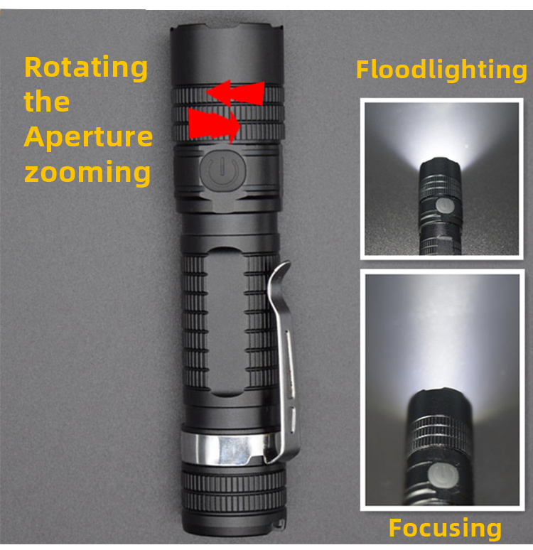 Camping Hiking Rechargeable Torches Custom Laser Logo Aluminum LED Flashlight Mini Pocket Led Torch