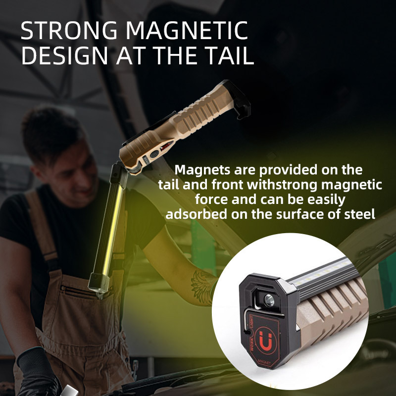 Handheld Magnetic Portable Rechargeable Led Work Light Flexible Pocket Cob 3In1 Flashlight Emergency Waterproof Working Lamp