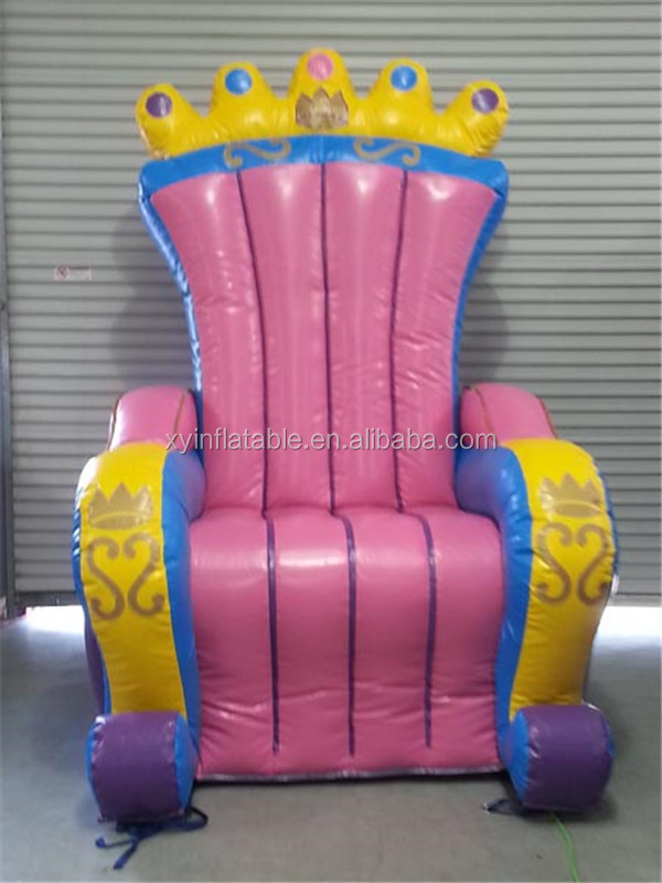 2021 Giant pink kids princess and king inflatable throne chairs for sale