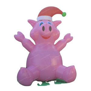 Most popular inflatable pink pig model, Giant inflatable Christmas pig for sale