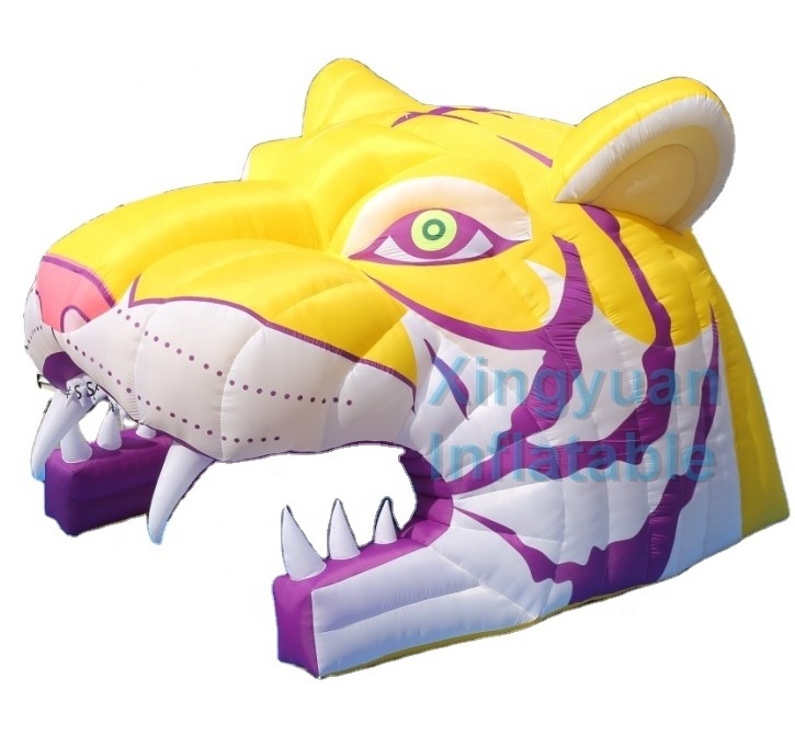 2024 Hot sale custom inflatable tiger head mascot tunnel entrance for football game