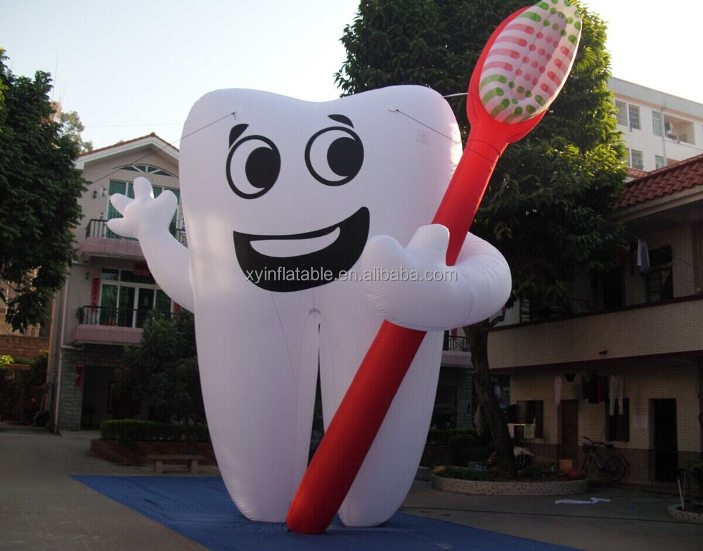 2021 Hot sale Giant inflatable tooth balloon with toothbrush, tooth inflatable for sale