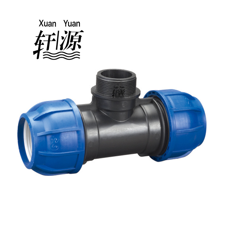 PP Compression Fitting  Equal Tee Irrigation Fitting for PE PVC PPR Pipes economical light type pn10 quick connector