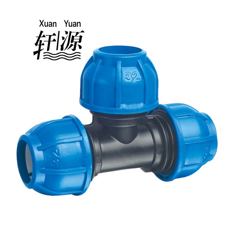 PP Compression Fitting  Equal Tee Irrigation Fitting for PE PVC PPR Pipes economical light type pn10 quick connector