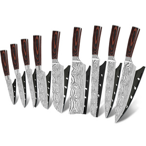 Wholesale Sanding Blade German 440c 7cr17 Stainless Steel 9 Pieces Japanese High Quality German Kitchen Knives Set