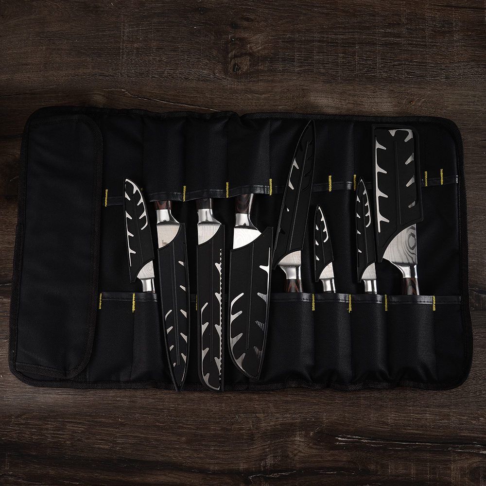 High Quality Heavy Duty Large Kitchen Tools Kitchen Ware 22 Pockets Canvas Chef Knife Bag Leather Knife Roll Bag